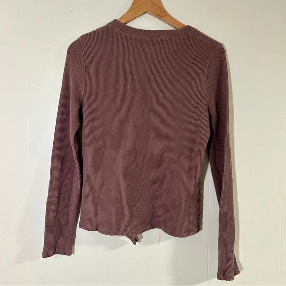 Madewell Texture & Thread Jacquard Knot-Front Top in Frosty Mauve sz S - Picture 4 of 5